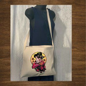 Bad Bunny Freddy Crossbody Messenger Cotton Canvas Tote Bag with Long Strap